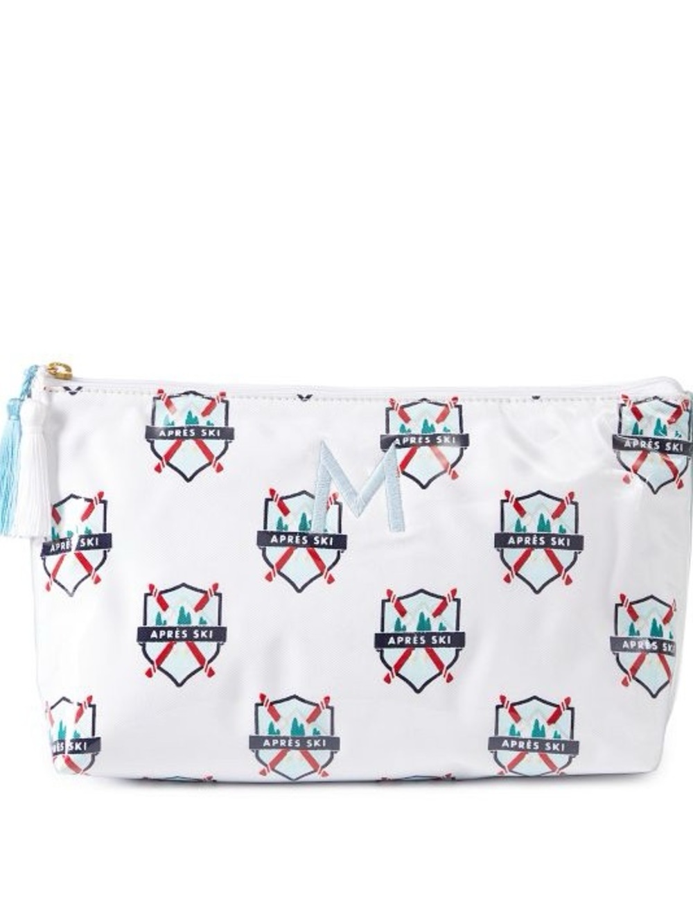 Mark & Graham Après Ski White Logo Cosmetic Pouch CLEAR COATED TRAVEL POUCH